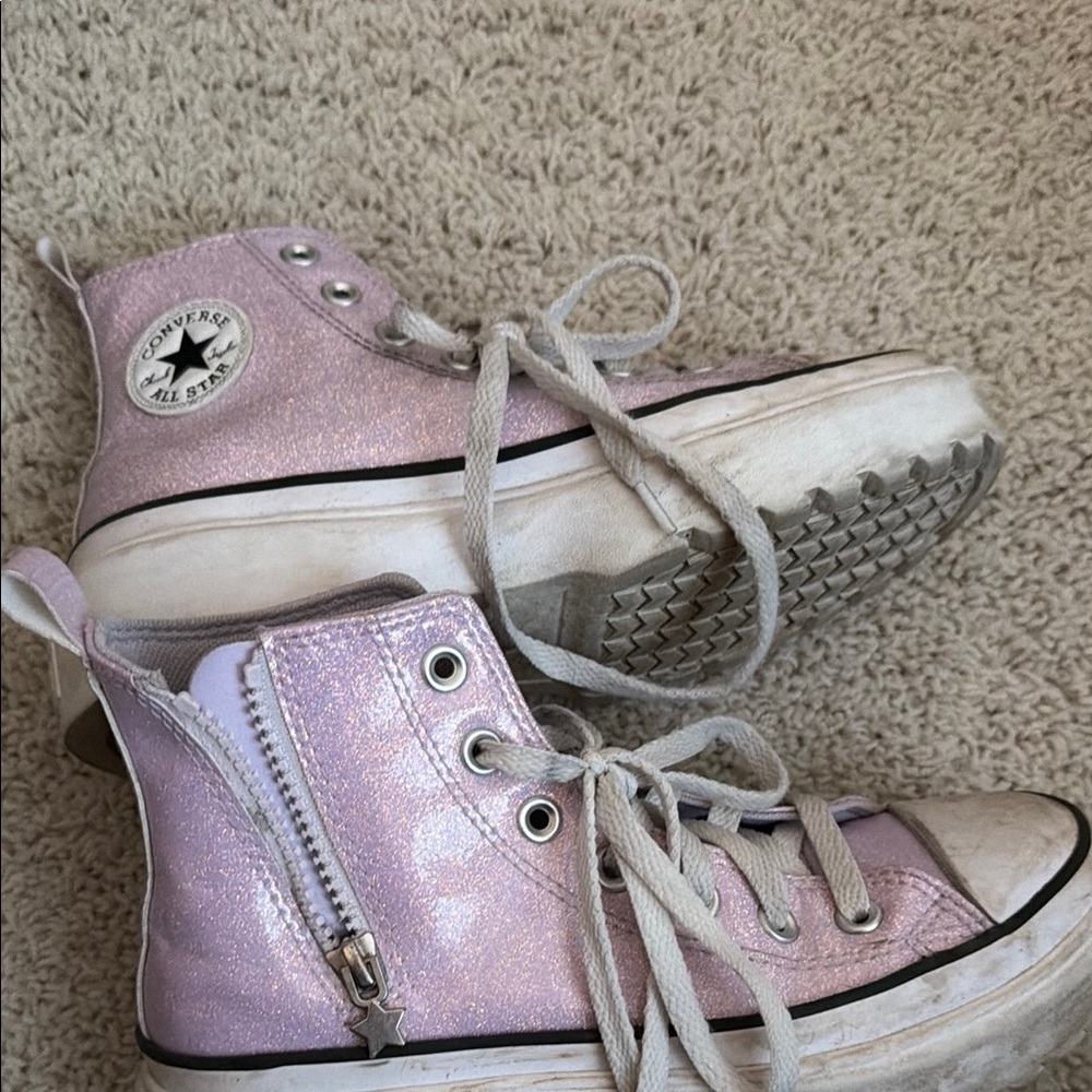 Converse Metallic Pink High-Top Sneakers